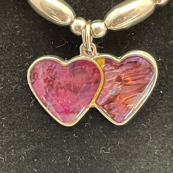 Vintage Amethyst Beads and Purple Hearts Necklace with Bird Accents - Picture 4 of 9